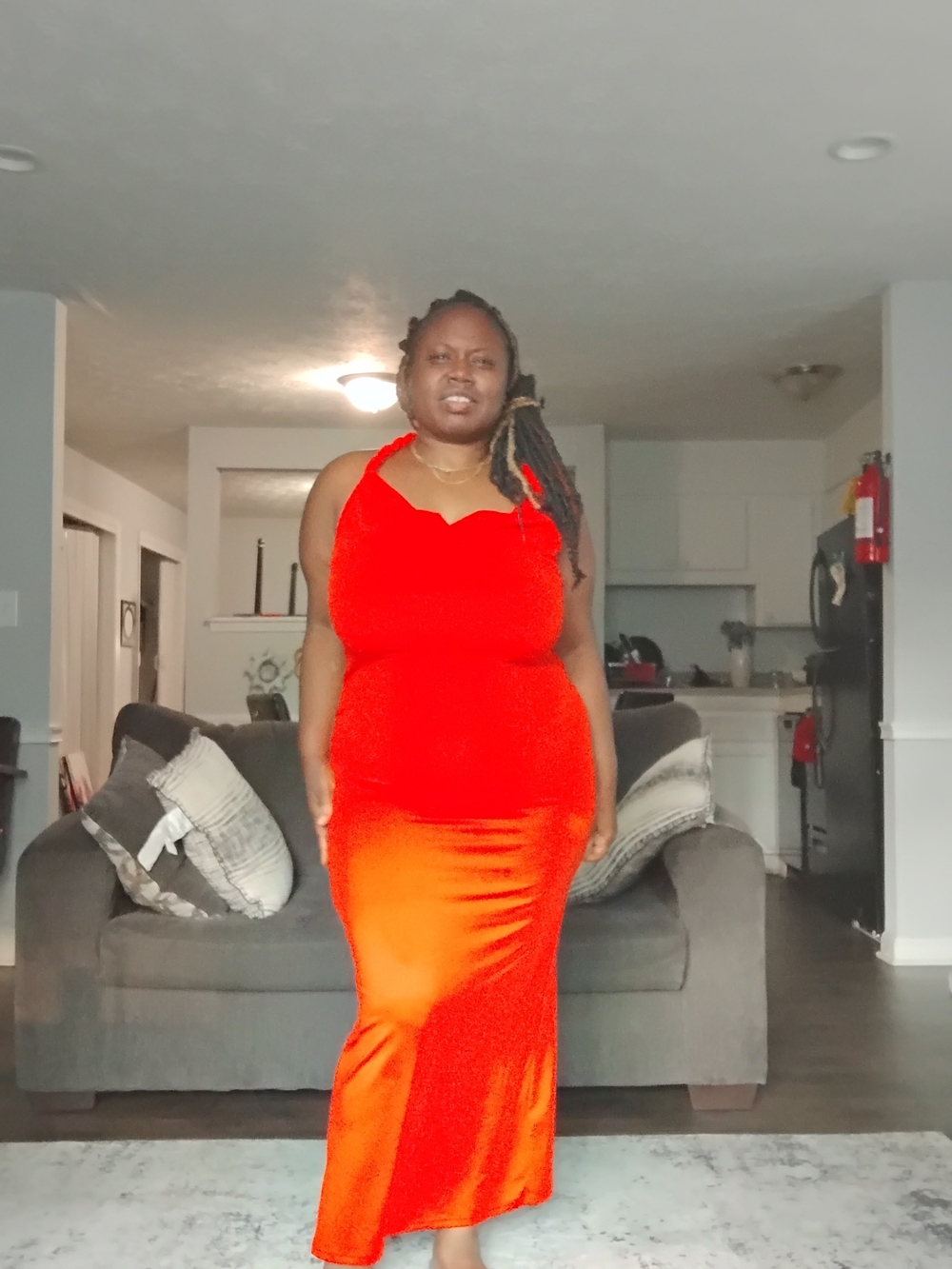 Women's Red Halter Maxi Dress - Unbranded
